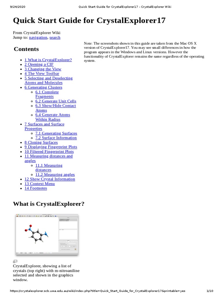 Quick Start Guide for CrystalExplorer17 | PDF | Molecules | Physics