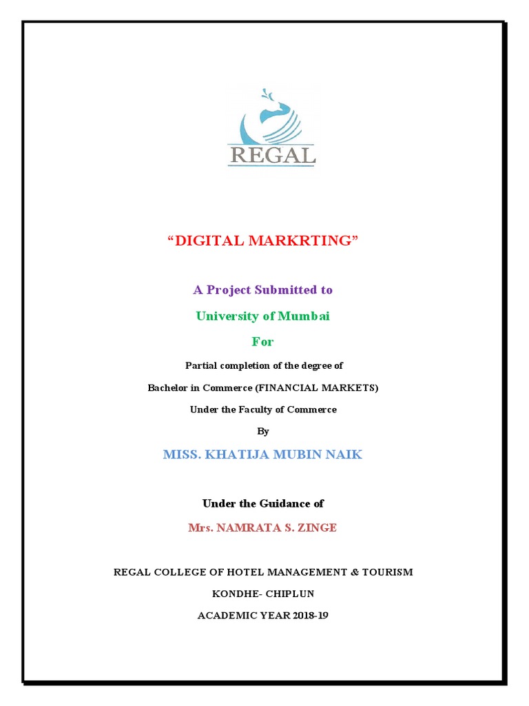 "Digital Markrting": A Project Submitted To | PDF | Business