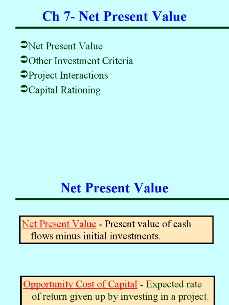 Understanding Net Present Value Concepts | PDF | Net Present Value ...