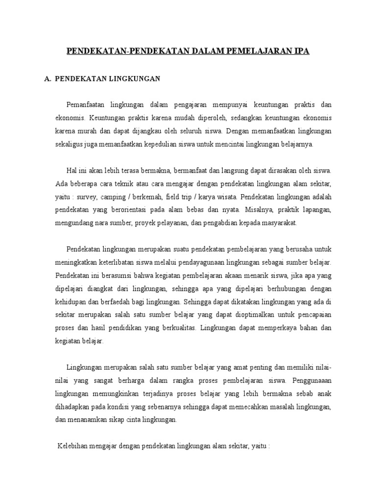Pendekatan Pembelajaran IPA Efektif | PDF