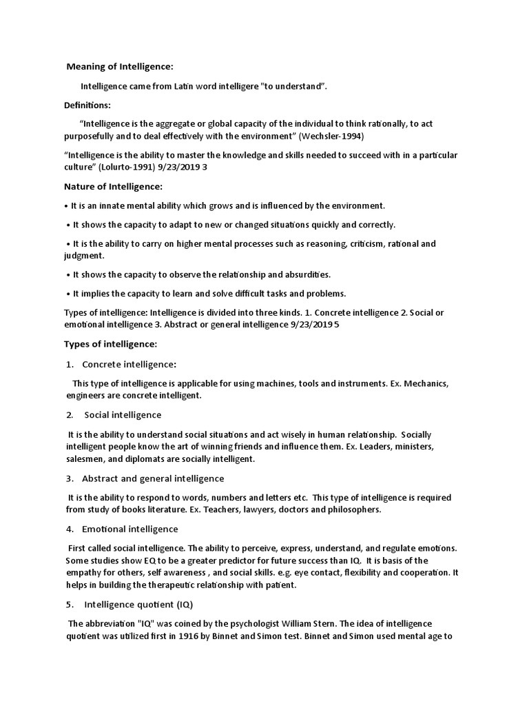 Intelligence intelligence overview