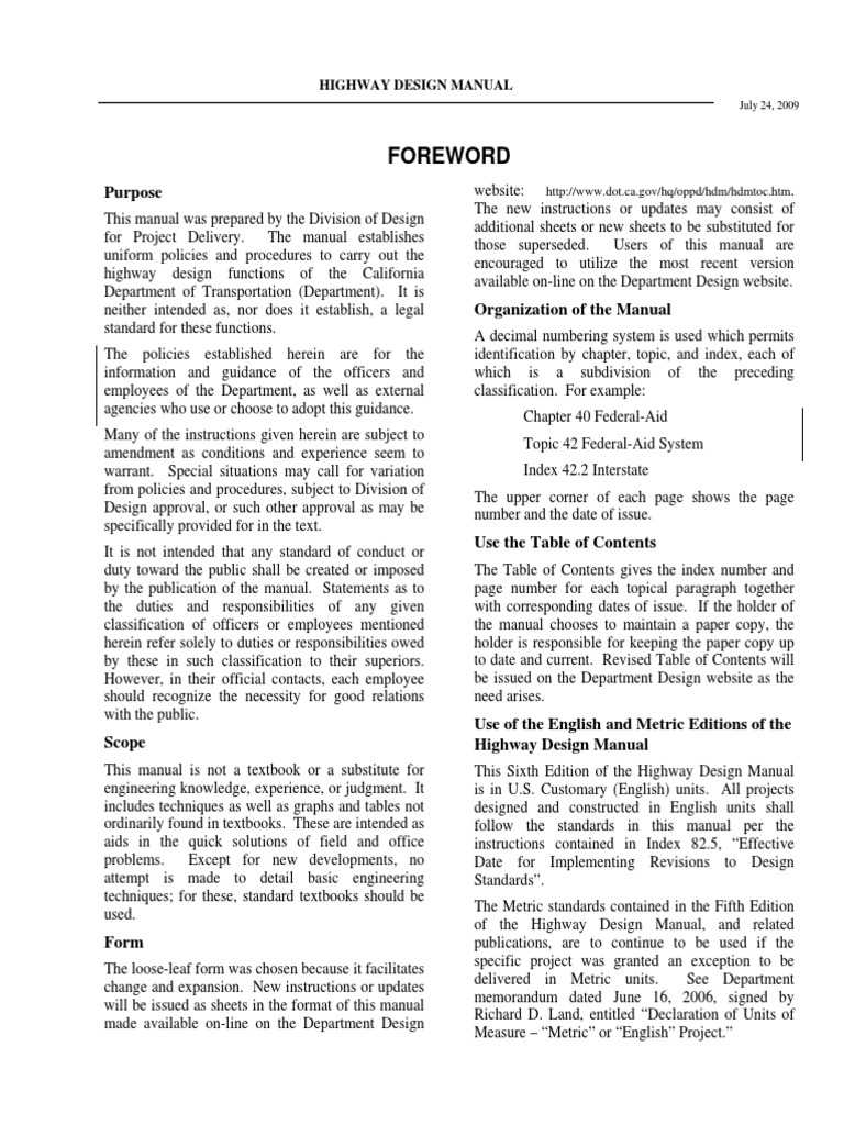 CalTrans Highway Design Manual | PDF | Interchange (Road) | Kilogram