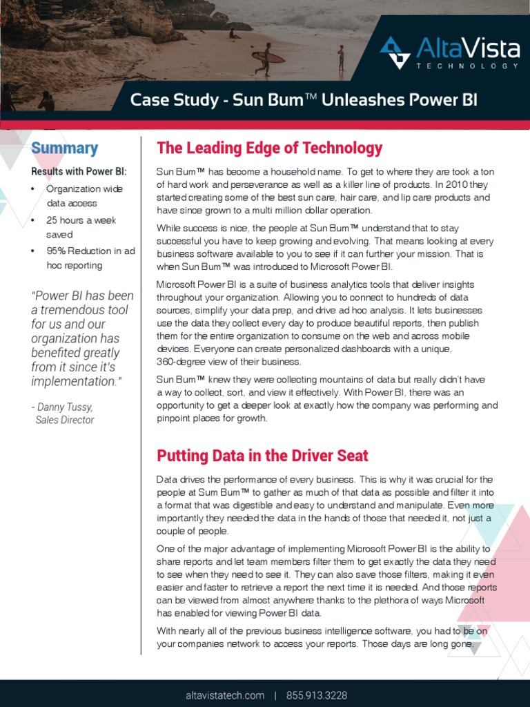 Microsoft Power BI Case Study: Sun Bum | PDF | Microsoft | Homelessness