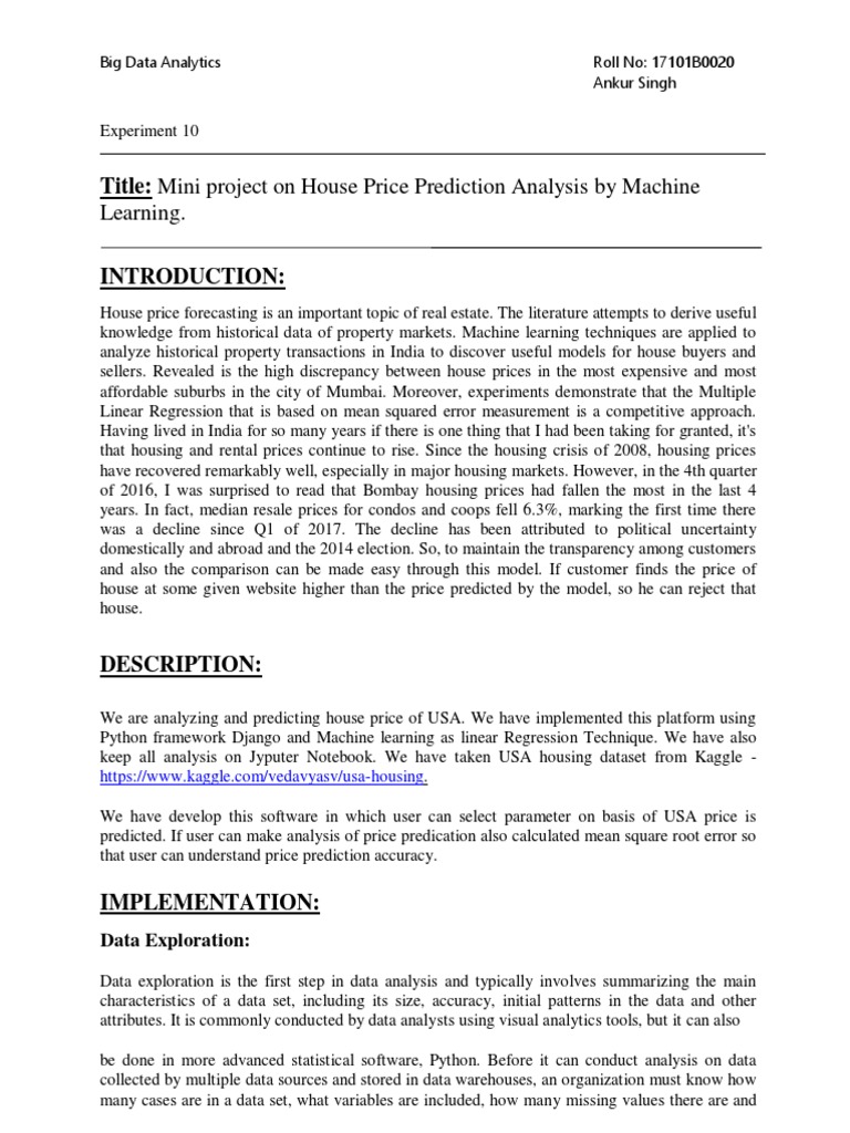 House Price Prediction Using ML | PDF | Data Analysis | Regression Analysis