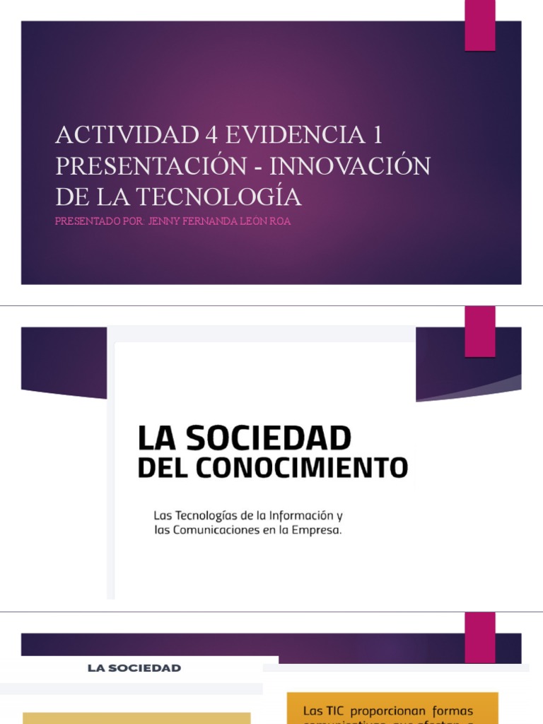 Actividad 4 Evidencia 1 Presentación - Innovación de La Tecnología | PDF