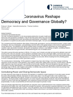 How Will The Coronavirus Reshape Democracy and Governance Globally - Carnegie Endowment For International Peace
