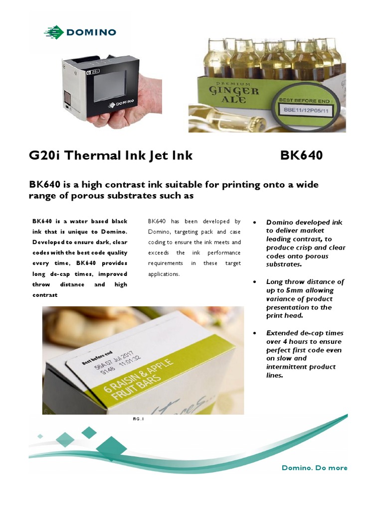 TIJ BK640 Ink Data Sheet PDF Printer Shelf Life