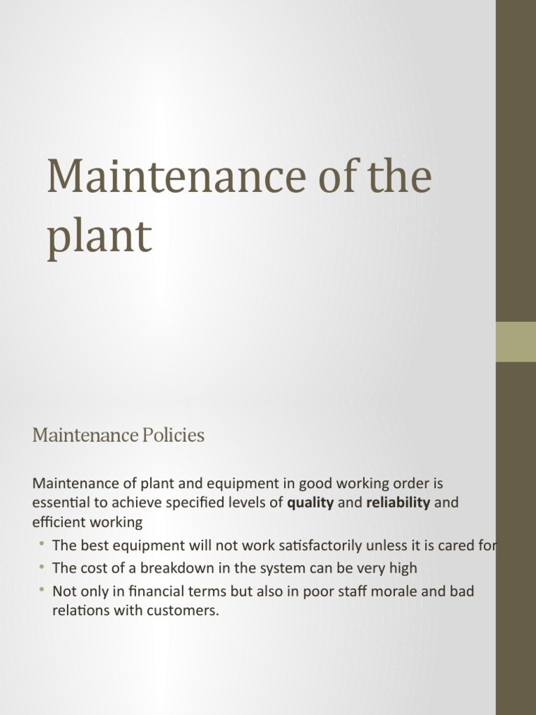 Plant Maintenance Strategies Explained | PDF | Business