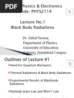 Modern Physics & Electronics Course Code: PHYS2114 Lecture No.1 Black Body Radiations