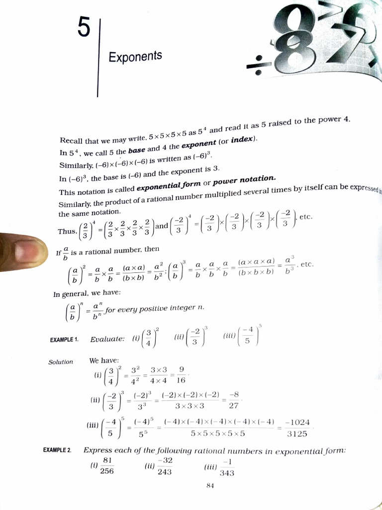 Maths Chapter Exponents | PDF | Exponentiation | Rational Number