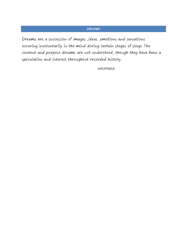 DREAMS | PDF | General Fiction