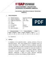 Silabo de Defensa Nacional, Desastres Naturales y Educación Ambiental