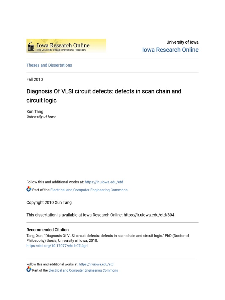 Diagnosis of VLSI Circuit Defects - Defects in Scan Chain and Circ ...