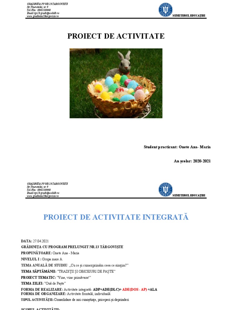 Proiect Didactic Onete Ana Maria 27.04.2021 | PDF