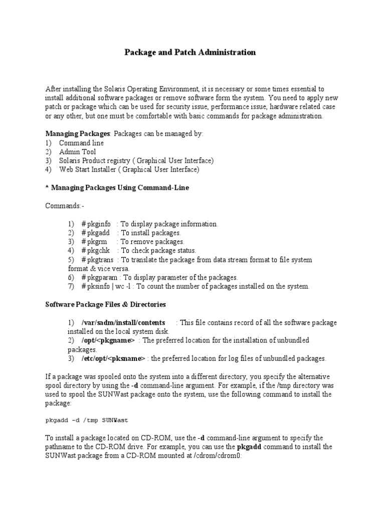 Solaris Package Management Guide | PDF | Command Line Interface ...