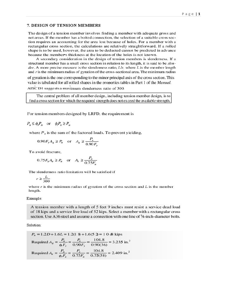 5.design of Tension Members | PDF | Teaching Methods & Materials