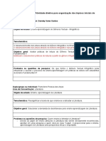 Disciplina de TCC 1 - Atividade Diretiva para Organização Dos Tópicos Iniciais Do Projeto de Pesquisa - Documentos Google