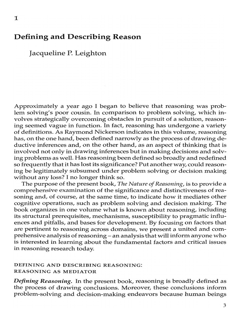 Understanding Reasoning as a Mediator | PDF | Heuristic | Reason