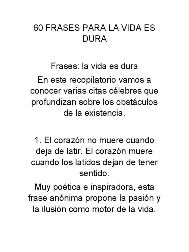 60 Frases para La Vida Es Dura2 | PDF | Relaciones personales, crianza y  desarrollo personal | Libros para adolescentes, image size:768x1024