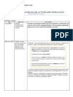 Cronograma de actividades semanales para Lenguaje en 3° básico