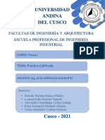 Universidad Andina del Cusco Física I práctica calificada ingeniería industrial