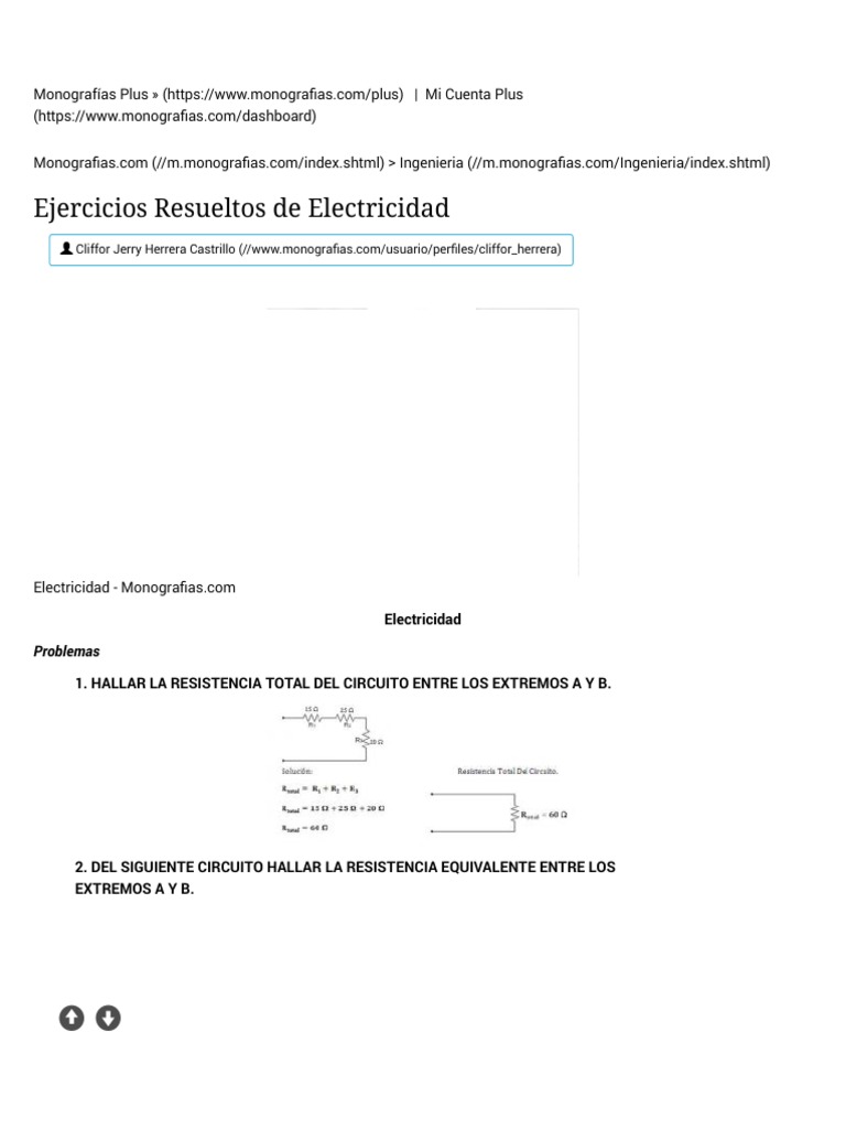 Ejercicios Resueltos de Electricidad | PDF | Resistencia Eléctrica y ...