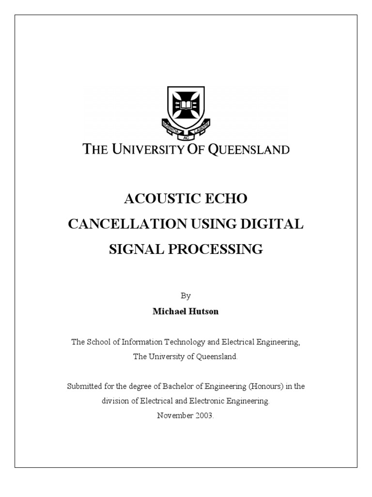 DSP Techniques for Echo Cancellation | PDF | Filter (Signal Processing ...