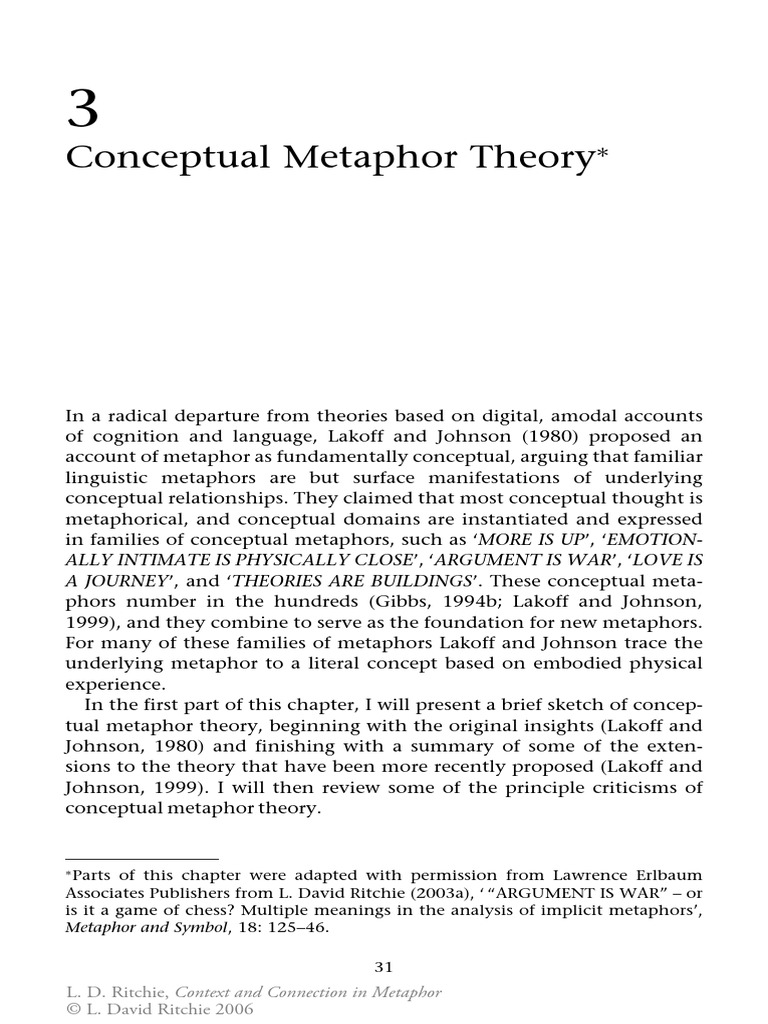 Conceptual Metaphor Theory | PDF | Metaphor | Concept