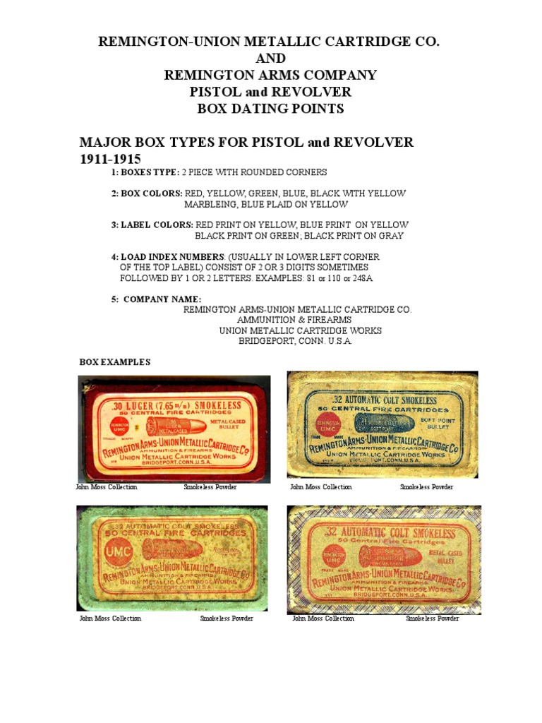 Remington-Cartridge Box Dates | PDF | Cartridge (Firearms