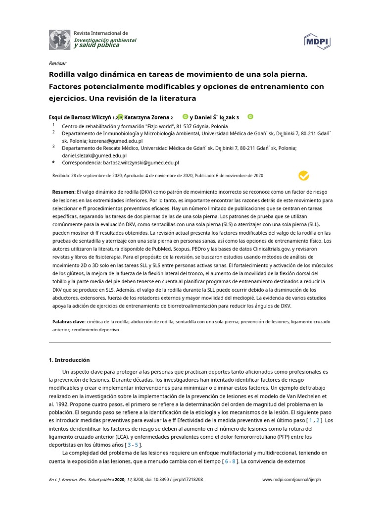 Ijerph-17-08208 en Es, PDF, Rodilla