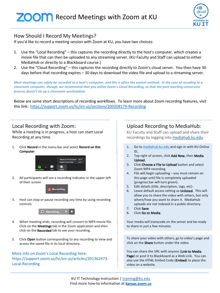 Recording Zoom Meetings at KU | PDF | Download | Cloud Computing