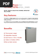 Key Features: RF-RF / Digital Selective Channel Repeater 380 - 470 MHZ