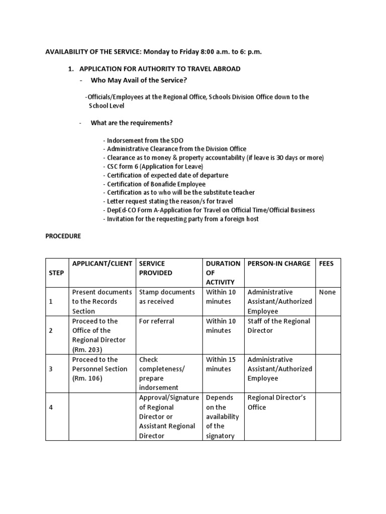 Applications and Procedures for Common Personnel Requests in the ...
