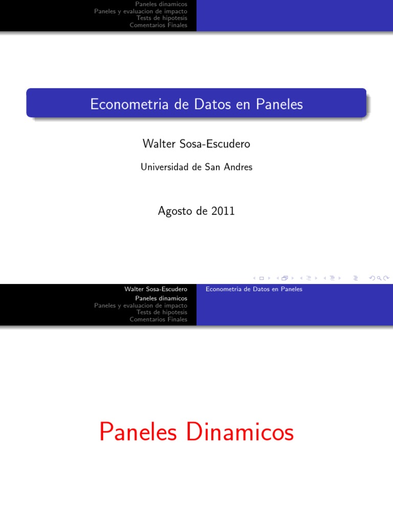 Econometría de Datos en Paneles | PDF | Econometría | Análisis estadístico