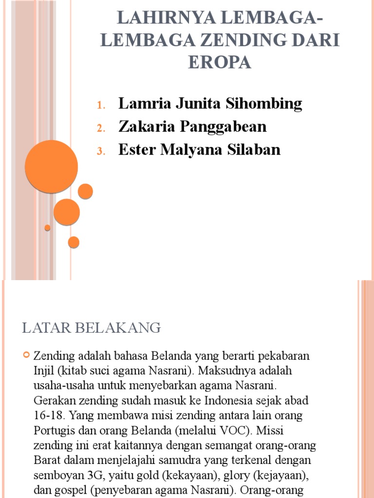 Lembaga Lembaga Zending Dari Eropa Pdf