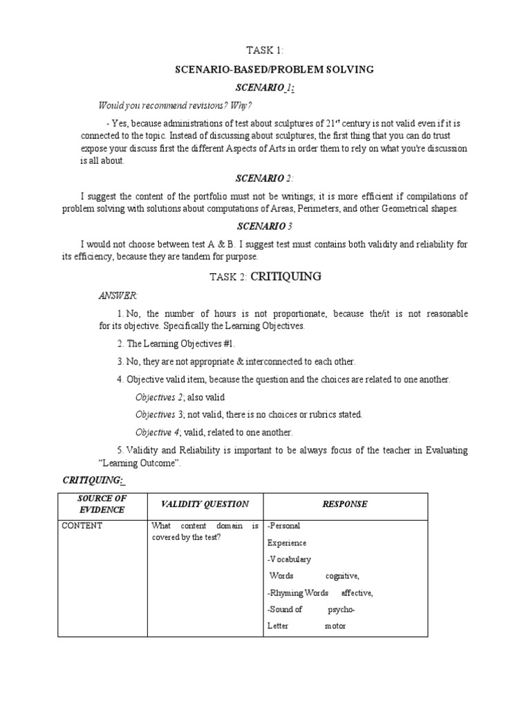 Problem-Solving Scenarios and Solutions | PDF | Educational Assessment ...