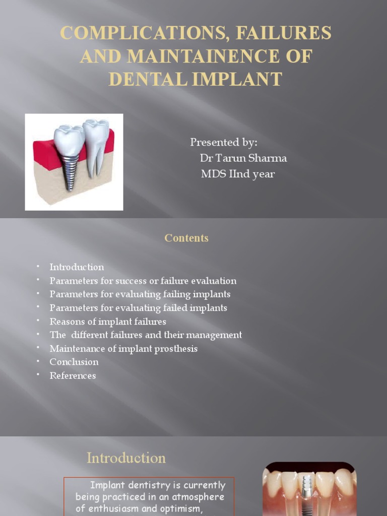 Dental Implant Complications and Care | PDF | Dental Implant ...