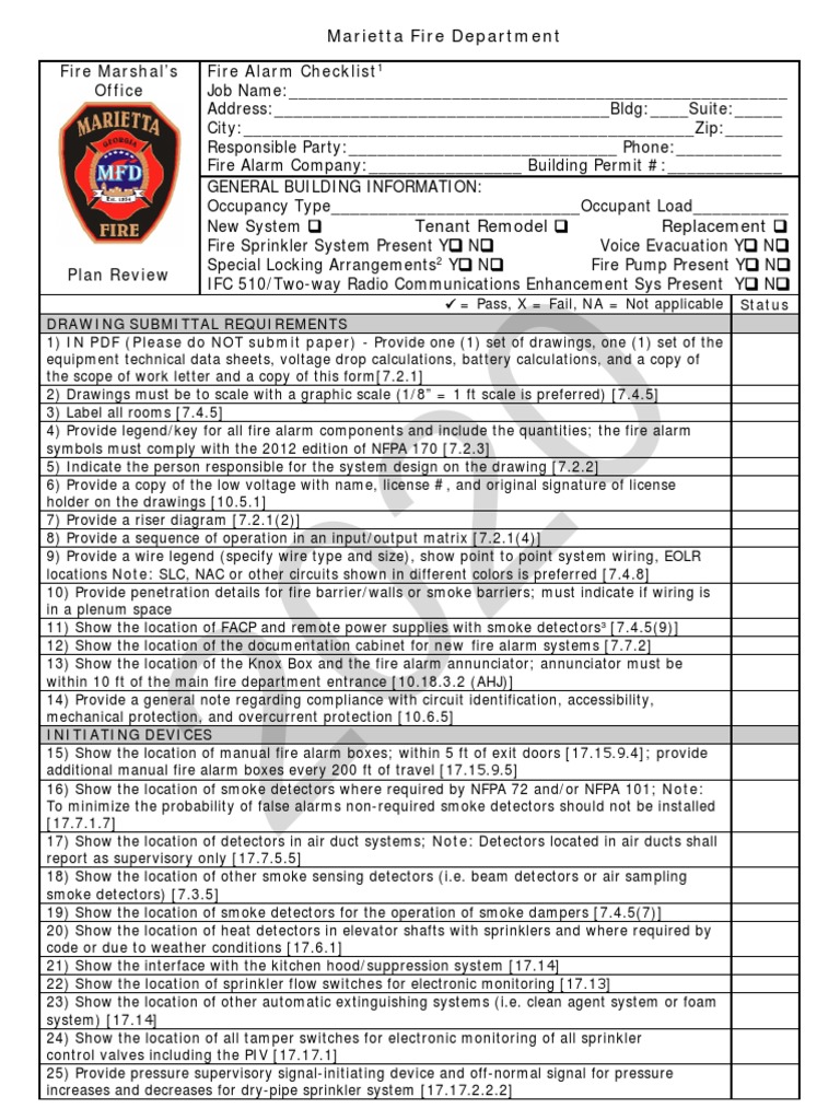 Fire Alarm System Checklist PDF Fire Sprinkler System Elevator