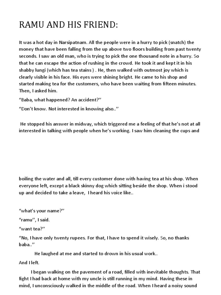 Ramu's Journey with a Kind Stranger | PDF | Cooking, Food & Wine ...