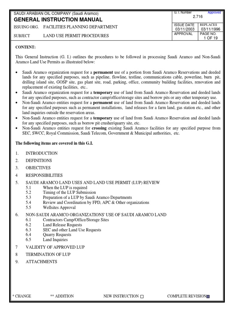 2.716 Land Use Permit Procedures | PDF | Saudi Arabia | Pipeline Transport