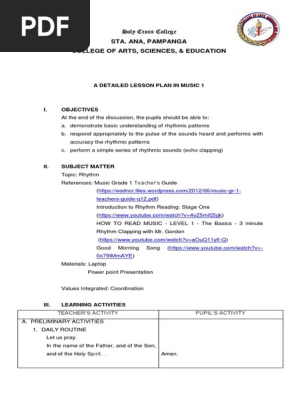 MUSIC LESSON PLAN