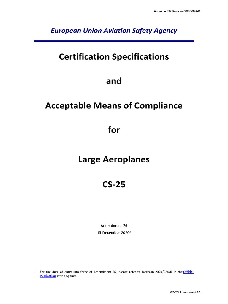EASA CS-25 Amendment 26 Guide | PDF | Airplane | Aerospace Engineering