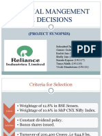Financial Mangement & Decisions: (Project Synopsis)