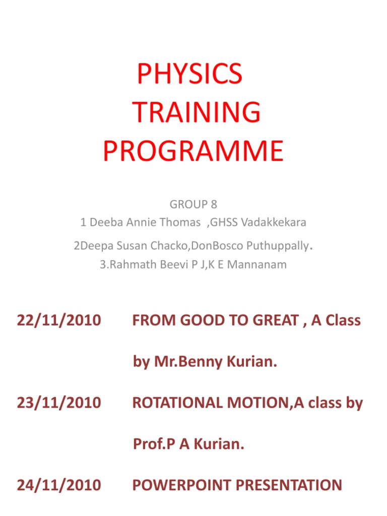 Physics Training Program Overview | PDF | Social Science | Technology ...