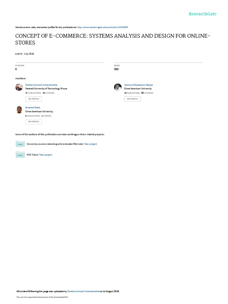 Concept of E-Commerce: Systems Analysis and Design For Online-Stores ...