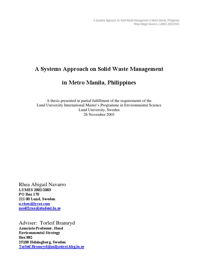 Solid Waste Management in Metro Manila | PDF | Landfill | Waste