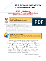Purposive Communication: UNIT I - Module 1: Communication Process and Principles Ethics in Communication