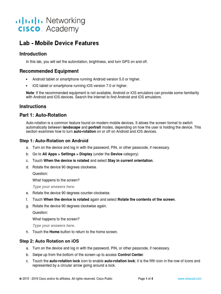 Mobile Device Features Lab Guide | PDF | Ios | Mobile App