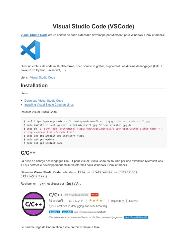 Installation et configuration de VS Code C++ | PDF | Microsoft Visual ...