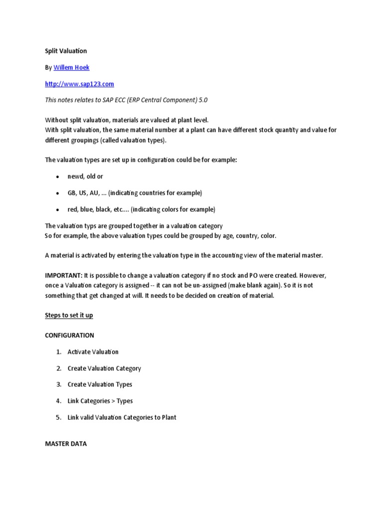 SAP Split Valuation Guide | PDF | Valuation (Finance) | Information ...